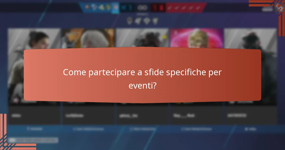 Come partecipare a sfide specifiche per eventi?